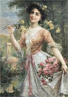 Vintage Women with Flowers - png gratis