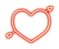 neon red heart w/ arrow - darmowe png
