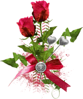 розы сердечки бант - Free PNG
