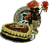 Torte, Geburtstag, Blumen - Gratis geanimeerde GIF
