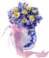 Blue & Yellow Flowers in Vase - Free animated GIF