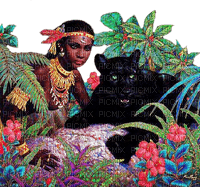 fantasy  woman with panther by nataliplus - 免费PNG