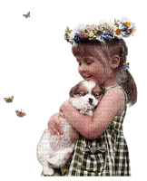 minou-child-girl-dog-bambino-ragazza-cane-enfant-fille-chien--barn-flicka-hund - Free PNG