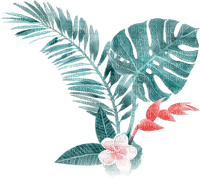 soave deco  flowers tropical pink teal - PNG gratuit