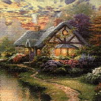 Animated Cottage Scenery Background - Free animated GIF
