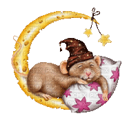 ani-mus-sovermånen--mouse -sleeping on moon - Bezmaksas animēts GIF