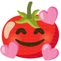 Smiling tomato with hearts Emoji Kitchen - nemokama png