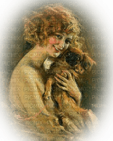 Woman and dog - PNG gratuit
