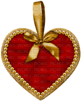 minou-red heart-gold bow - PNG gratuit
