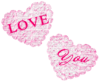 Hearts.Text.Love.You.Pink - Free PNG