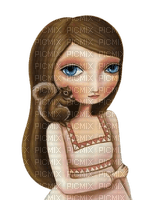woman brown squirrel art illustrated - ücretsiz png