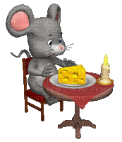 mouse maus souris animaux animal tube gif anime animated animation mignon fun eat cheese furniture dinner - GIF animé gratuit