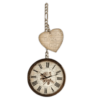 vintage clock with heart - ücretsiz png