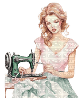 frau, woman, femme, vintage, schneiderin, sewing - gratis png