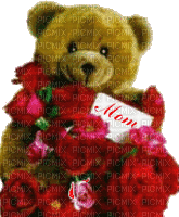 Mom Teddy Bear Red Roses for Mother's Day - Бесплатни анимирани ГИФ