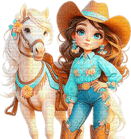 ♡§m3§♡ kawaii cowgirl cartoon cute teal - Free PNG