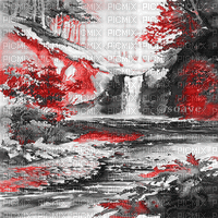 soave background animated painting waterfall - GIF animasi gratis