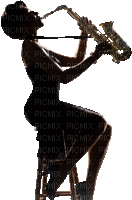 Девушка с саксофоном - GIF animasi gratis