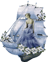 animated woman on boat blue - Безплатен анимиран GIF