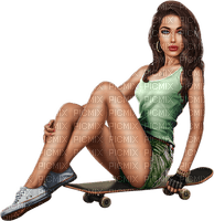 Woman with skateboard. Leila - PNG gratuit