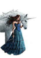 fantasy woman and unicorn nataliplus - bezmaksas png