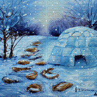 Winter Igloo and Path Background - Ingyenes animált GIF