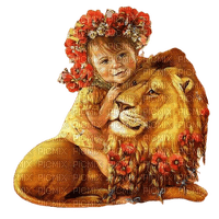 loly33 enfant lion coquelicot - png gratuito
