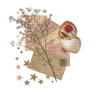 vintage cluster of flowers stars and letters - 免费PNG