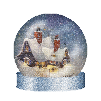 snow globe winter hiver gif - GIF animé gratuit