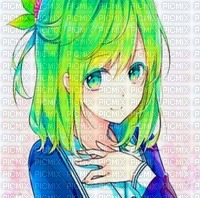 Manga green haired girl - ingyenes png