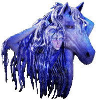 cheval bleu fille - Δωρεάν κινούμενο GIF