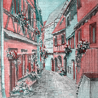 dolceluna pink teal background vintage street - Darmowy animowany GIF