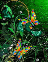 image encre animé effet papillon fleurs - Бесплатный анимированный гифка