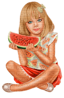 Girl. Children. Watermelon. Summer. Leila - gratis png