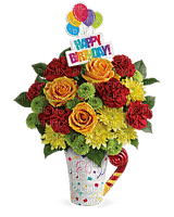 Kaz_Creations Deco Flowers Vase Colours Happy Birthday - PNG gratuit