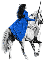 soave woman fantasy horse warrior blue black white - Free PNG