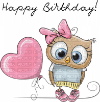 kikkapink deco scrap birthday happy owl - besplatni png