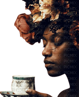 flower,girl,women,femme,cup,coffee - Free PNG