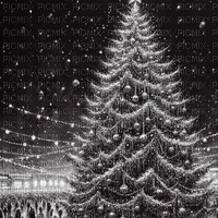 Black and White Christmas Tree - png ฟรี