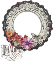 Ornament Frame round Flowers Lace Butterfly word - PNG gratuit