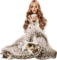 woman with cat bp - besplatni png