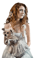 woman and dog - ücretsiz png