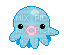 blue octopus pixel art - Бесплатни анимирани ГИФ