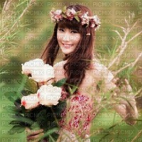 woman flowers bp - PNG gratuit