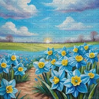Blue Daffodils Field - bezmaksas png