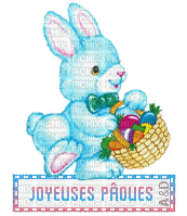 Joyeuses Pâques, lapin bleu - Gratis geanimeerde GIF