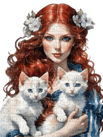 loly33 femme chat aquarelle - PNG gratuit