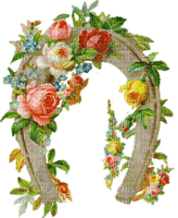Kaz_Creations Victorian Flowers Horse Shoe - Free PNG