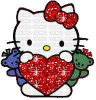 Hello kitty coeur brillant rouge Ours en peluche doudou Debutante shiny hello kitty red heart Teddy bear cuddy toy