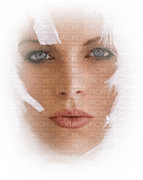 woman femme frau beauty tube human person people visage face feather blanc - фрее пнг